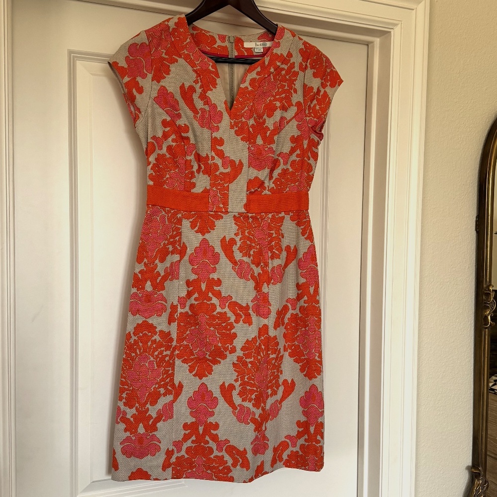 Boden Dress, pink orange and tan, size 4